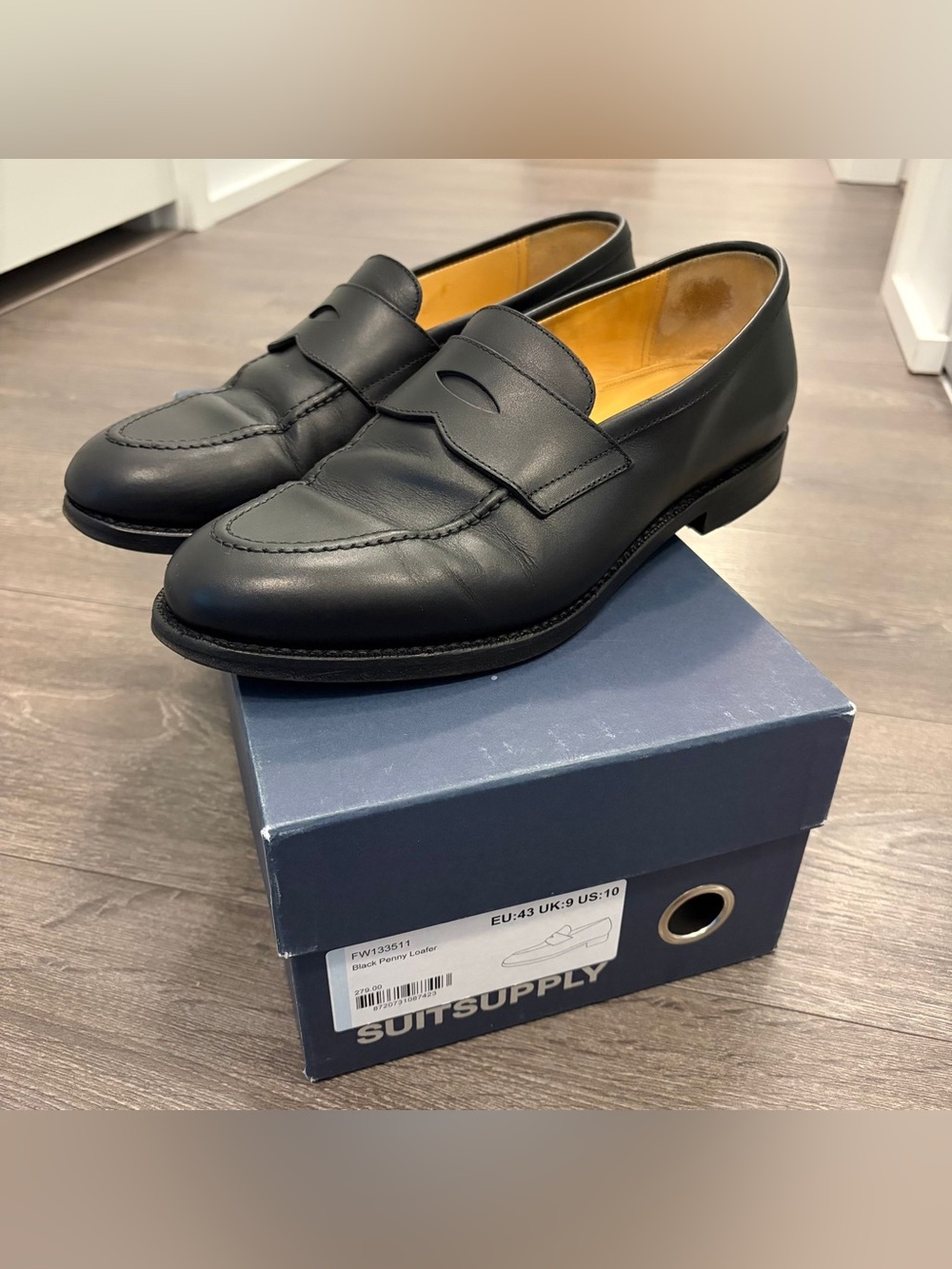 Suitsupply Black Leather Penny Loafers